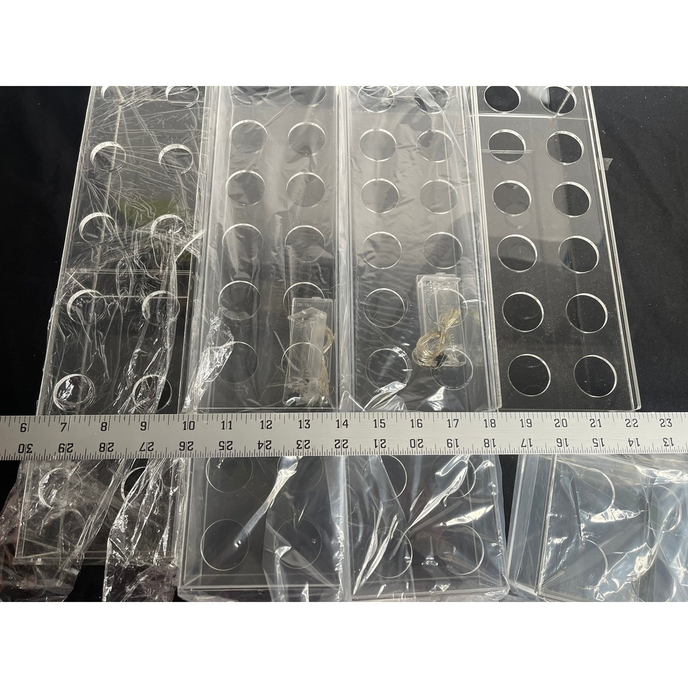 8pc Clear Acrylic Floral Display Boxes with LED Fairy Lights Centerpiece Risers